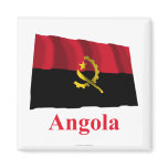 Angola Waving Flag with Name Refrigerator Magnets