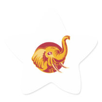 Angry African Elephant Head Retro Star Stickers