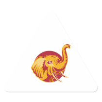 Angry African Elephant Head Retro Triangle Sticker