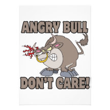 angry bull dont care funny cartoon parody personalized invites