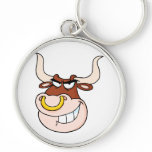 angry bull head grinning cartoon keychains