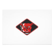 Angry Bulldog Head Front Retro Announcements