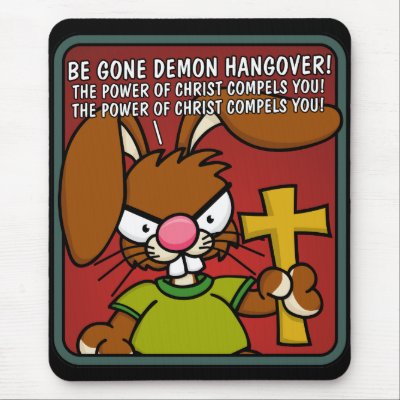 Angry Bunny Demon Hangover Mousepad by wislander