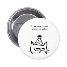 Angry Cat Hates Birthdays Pinback Button
