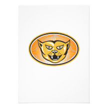 Angry Cat Head Front Retro Invites