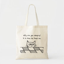 Angry Cat Wants You Out of Bed Tote Bags