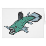 Angry Coelacanth Fish Greeting Cards