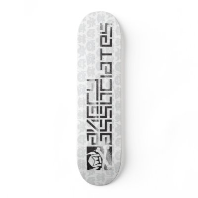 Angry Crew - White / Grey w/stencil Custom Skate Board by angryassociates