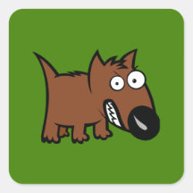 Angry dog cartoon square sticker