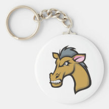 Angry Fierce Cartoon Horse Keychain
