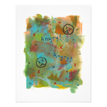 Angry grouchy yuck face mad fun contemporary art invitation