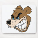 angry growling bear face mousepads