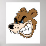 angry growling bear face posters