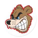 angry growling bear face sticker
