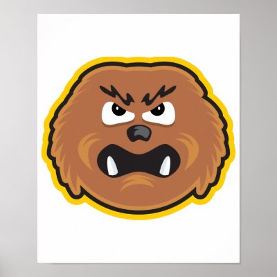 angry hairy monster face print by doonidesigns