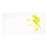 Angry Lightning Bolt. Yellow on White. Personalized Photo Card