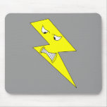 Angry Lightning. Yellow on Grey. Mousepads