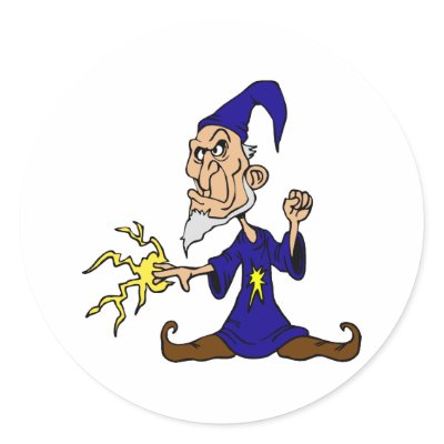 Angry Male Witch Round Stickers by triplegoddess
