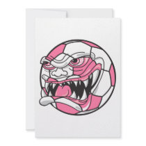 angry mean extreme soccer ball girls pink personalized invitation