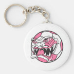 angry mean extreme soccer ball girls pink keychain