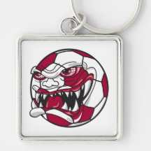 angry mean extreme soccer ball graphic key chain