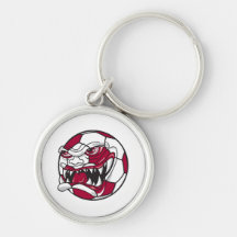angry mean extreme soccer ball graphic keychain