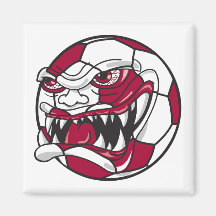angry mean extreme soccer ball graphic refrigerator magnet