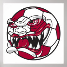 angry mean extreme soccer ball graphic poster