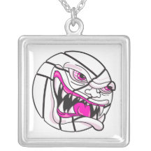angry mean volleyball extreme pink girls pendant