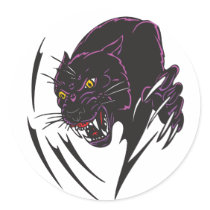 Angry Panther Round Stickers