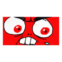 Angry Red Rage Face Personalized Photo Card