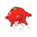 angry rotten tomato cartoon character t-shirts