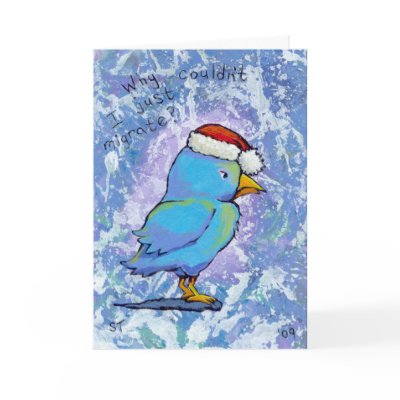 Angry Santa Bird migrate 4 the Holidays Tiny Art by SimpleTerms