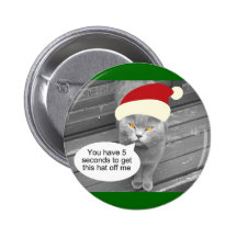 Angry Santa Cat Button