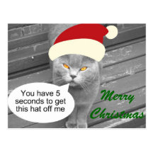 Angry Santa Cat Post Cards