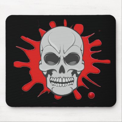 Angry Skull & Blood Splat: Custom Mousepad by spiritswitchboard