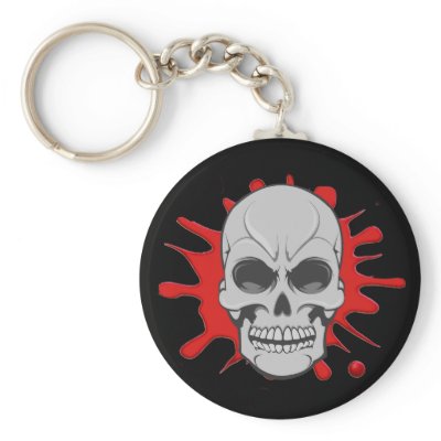 Angry Skull & Blood Splatter: Custom Keychain by spiritswitchboard