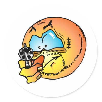 Angry smiley round sticker by levonarakelian