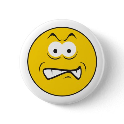 Angry Snarling Smiley Face Button by doonidesigns