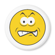 Angry Snarling Smiley Face Refrigerator Magnets