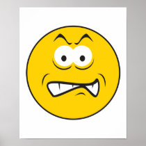 Angry Snarling Smiley Face Print