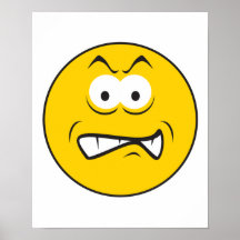 Angry Snarling Smiley Face Print
