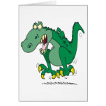 angry t-rex dino tantrum greeting cards