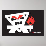 Angry Tikiman - white on black Print