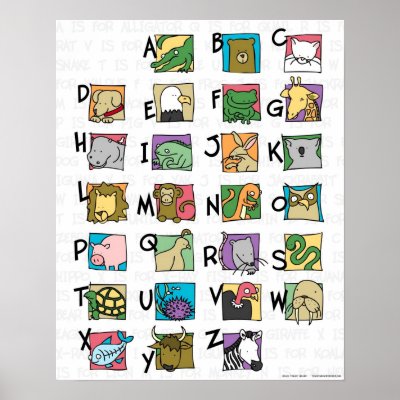 Animal Alphabet Poster (small) by tguiller