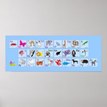Animal Alphabets on blue Posters