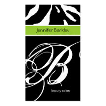 Animal Business Card Zebra Beauty Salon Lime Green