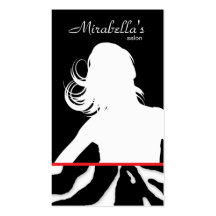 Animal Business Card Zebra Hair Salon Black Red