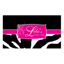 Animal Business Card Zebra Nail Salon Swirl Pink