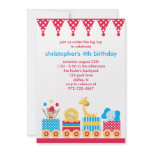 Animal Circus Train Birthday Invitations